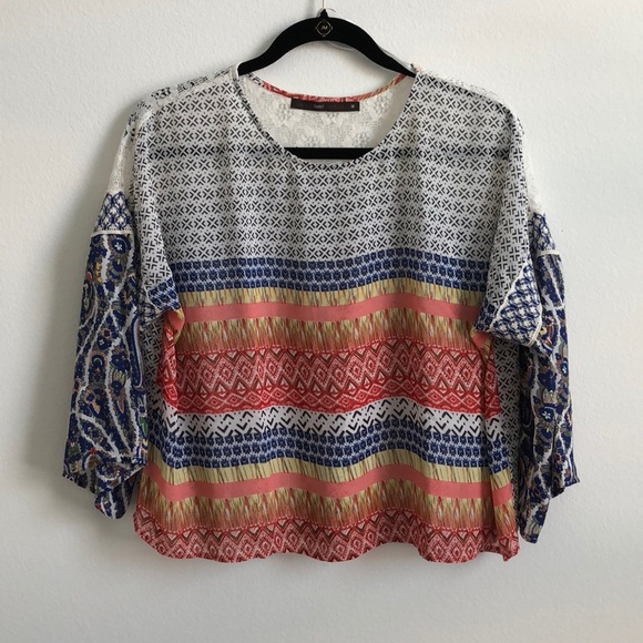 hazel Multicolored Rayon Lace Top - Picture 7 of 8